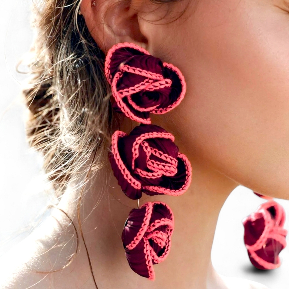 ZARA Contrast Floral Earrings